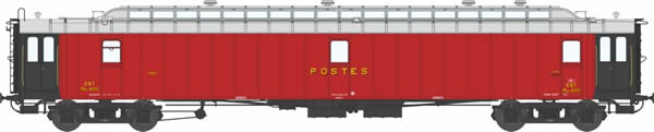 REE Modeles VB-081 - French EST Railroad Postal Van Class OCEM 21,6 m Era II, dark red, grey roof